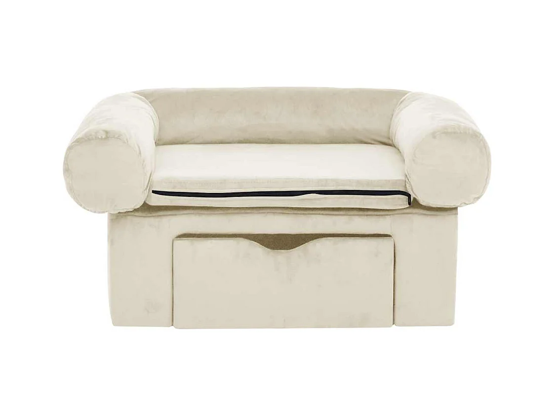Canapé pour chien avec tiroir Crème 75x50x38 cm Peluche