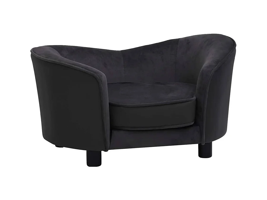 Canapé pour chien Noir 69x49x40 cm Peluche et similicuir