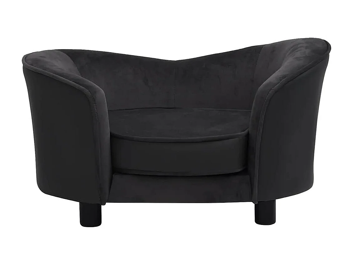 Hondenbank 69x49x40 cm pluche en kunstleer zwart