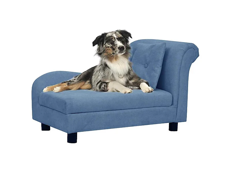 Sofá para cães com almofada 83x44x44 cm pelúcia azul