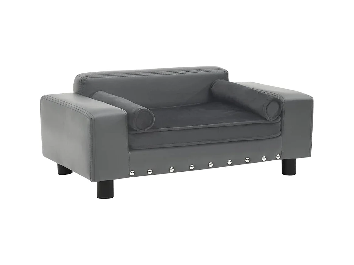 Canapé pour chien Gris 81x43x31 cm Peluche et similicuir