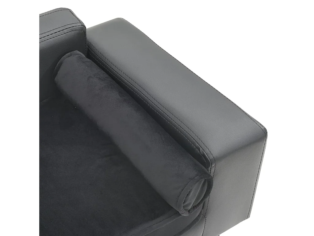Sofá para perros felpa y cuero sintético gris 81x43x31 cm