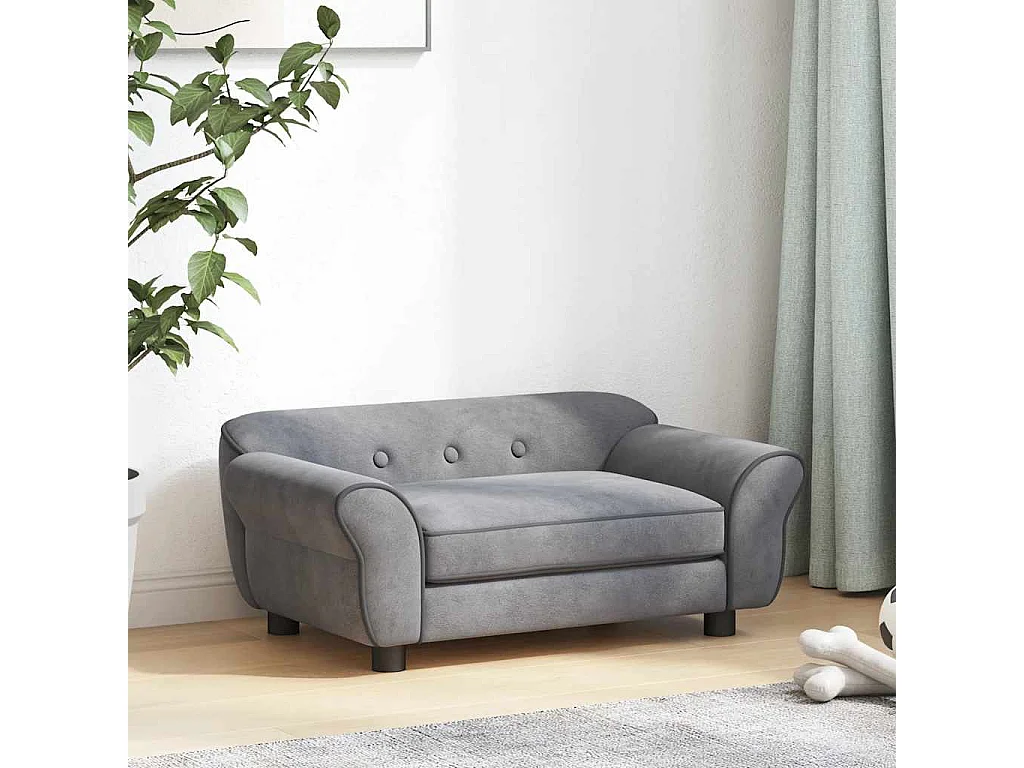 Hondenbank 72x45x30 cm pluche grijs