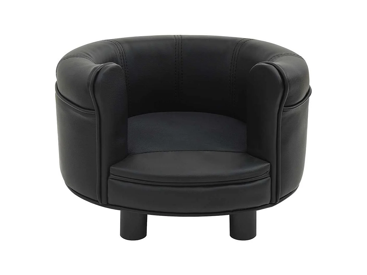 Canapé pour chien Noir 48x48x32 cm Peluche et similicuir