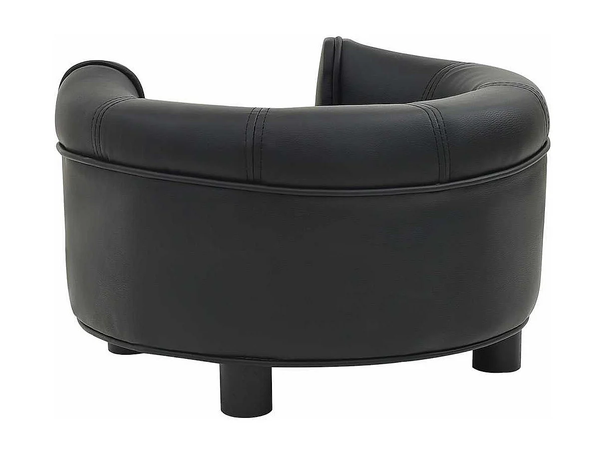 Sofá para perros felpa y cuero sintético negro 48x48x32 cm