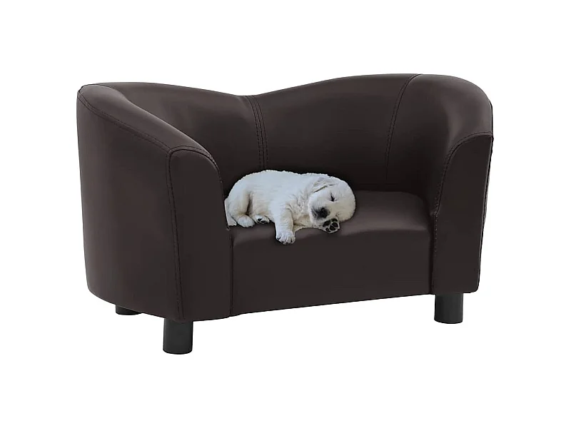 Sofá para cães 67x41x39 cm couro artificial castanho