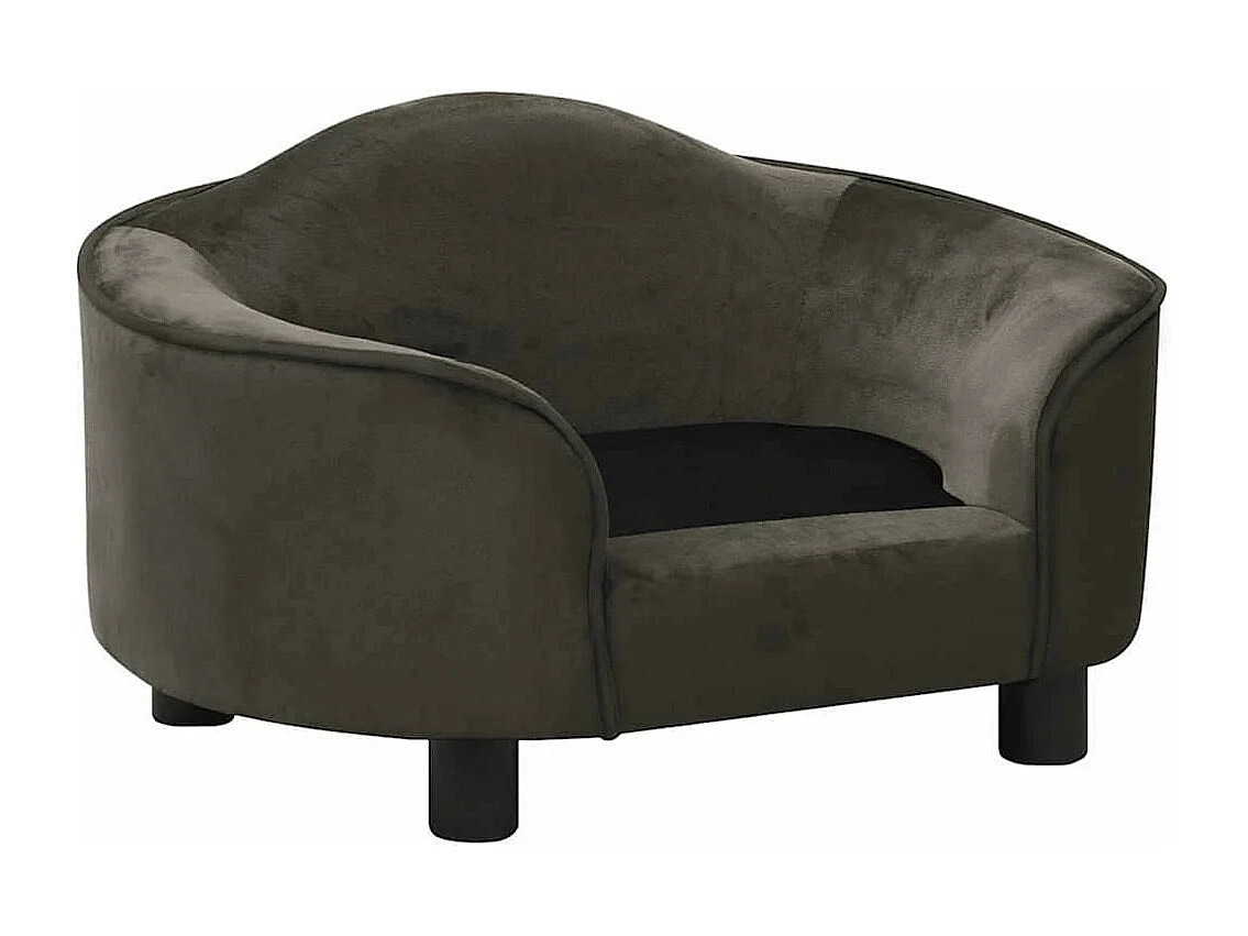 Sofá para perros felpa gris oscuro 67x47x36 cm