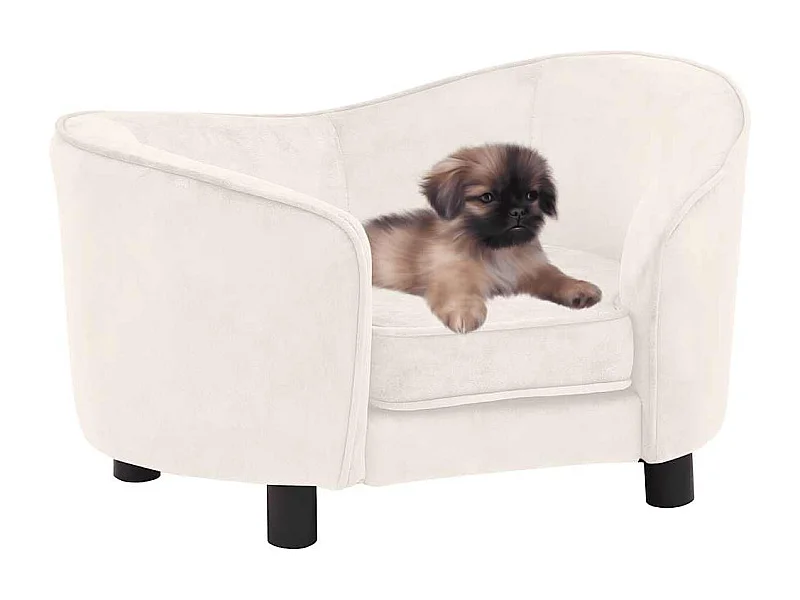 Hondenbank 69x49x40 cm pluche crèmekleurig