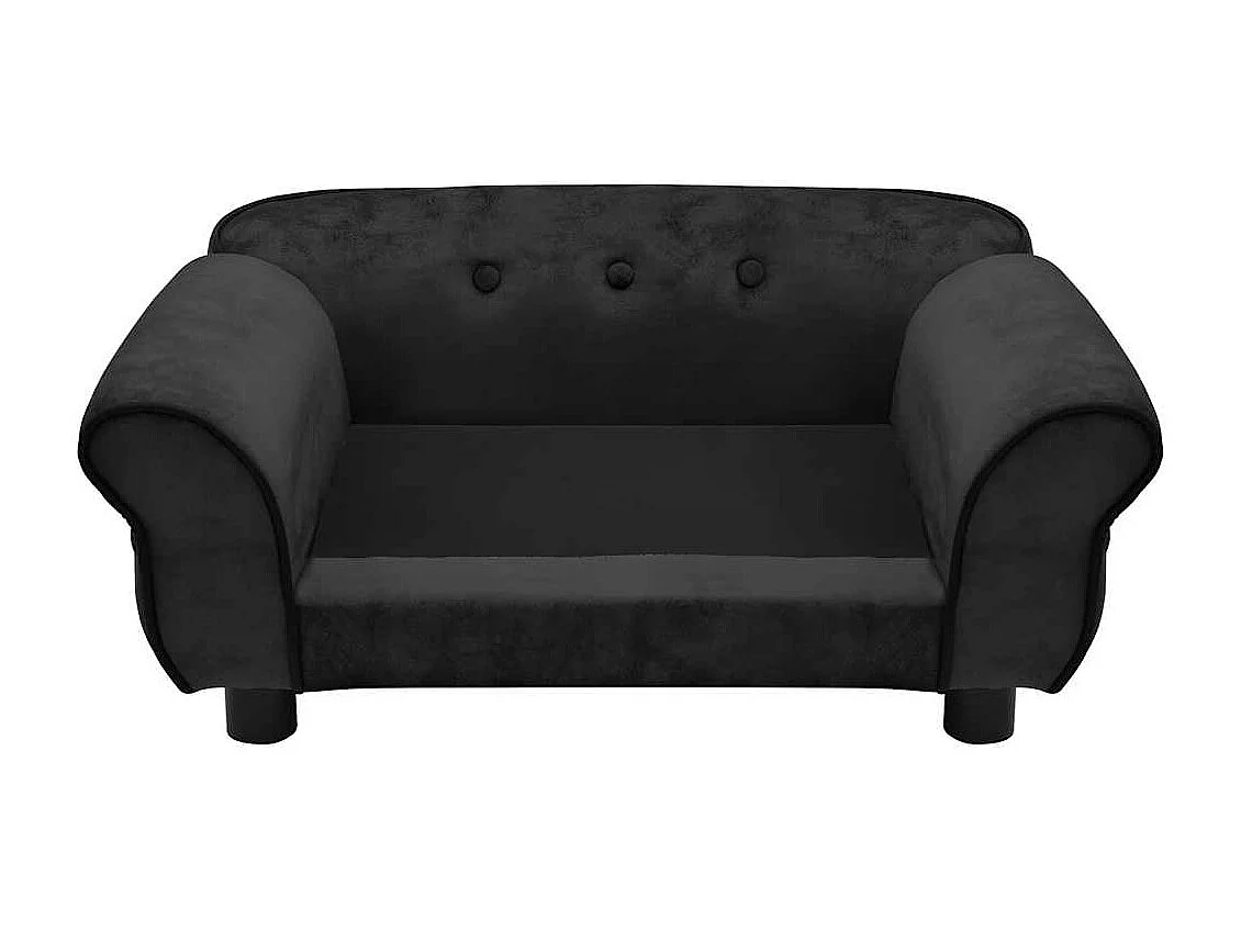 Sofá para perros felpa negro 72x45x30 cm