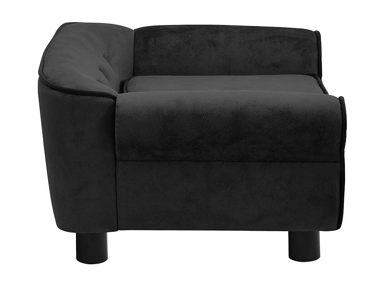 Sofá para perros felpa negro 72x45x30 cm