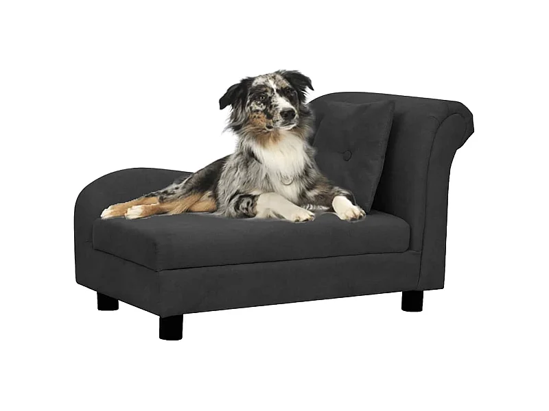 Sofá para cães com almofada 83x44x44 cm pelúcia preto