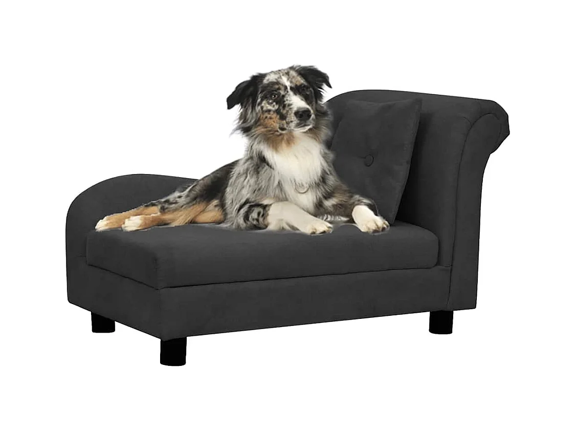 Canapé pour chien avec oreiller Noir 83x44x44 cm Peluche