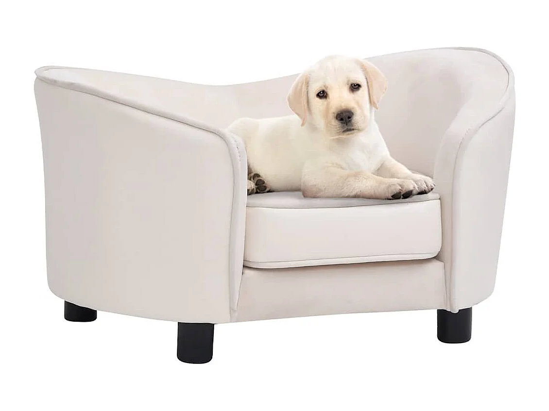 Canapé pour chien Crème 69x49x40 cm Peluche et similicuir