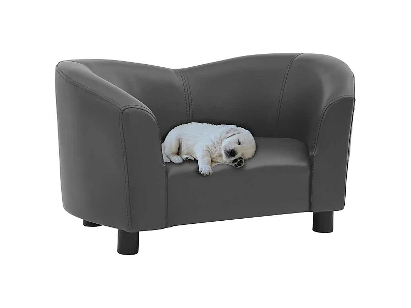 Sofá para perros cuero sintético gris 67x41x39 cm