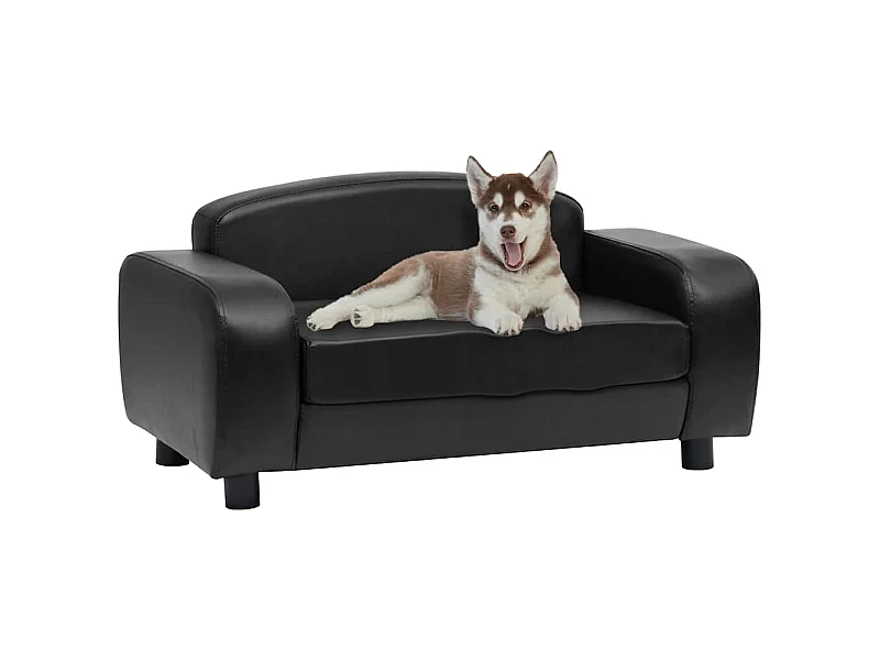Sofá para cães 80x50x40 cm couro artificial preto