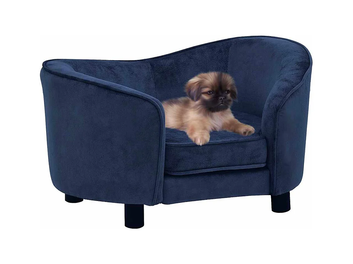 Hondenbank 69x49x40 cm pluche blauw