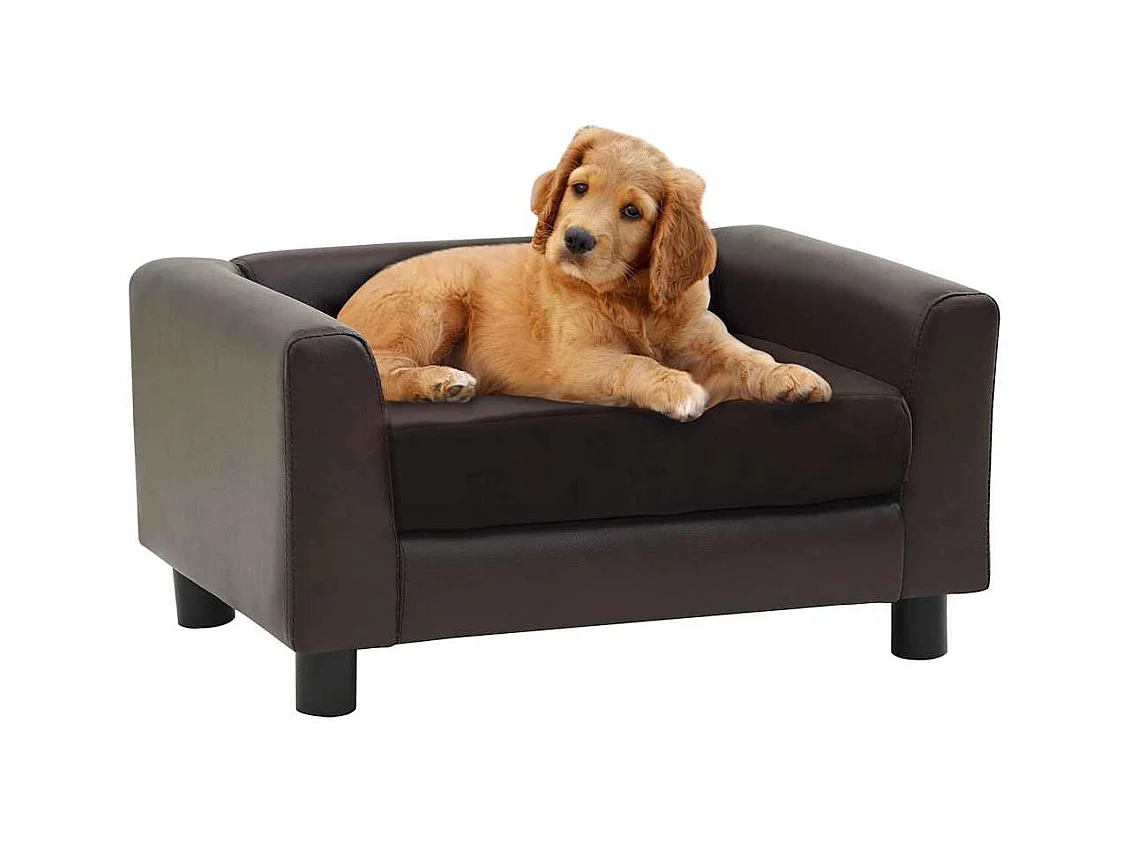 Canapé pour chien Marron 60x43x30 cm Peluche et similicuir