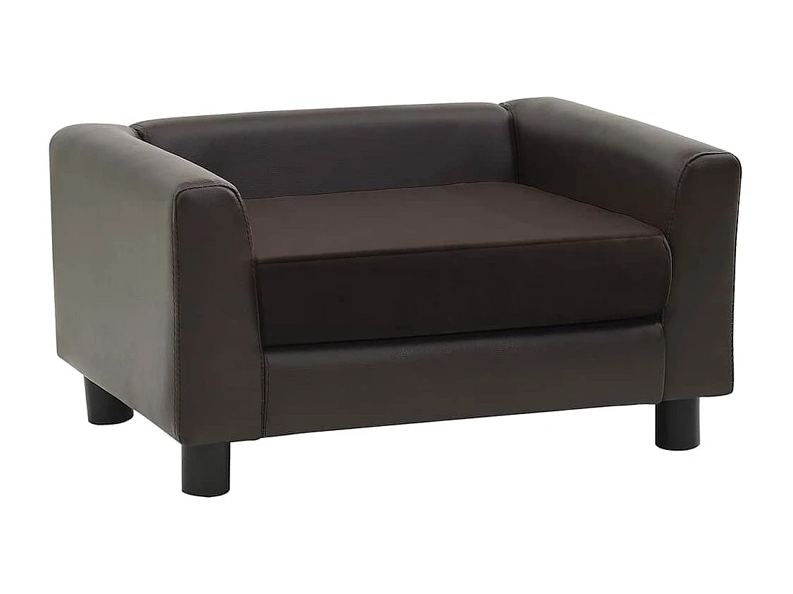 Hondenbank 60x43x30 cm pluche en kunstleer bruin