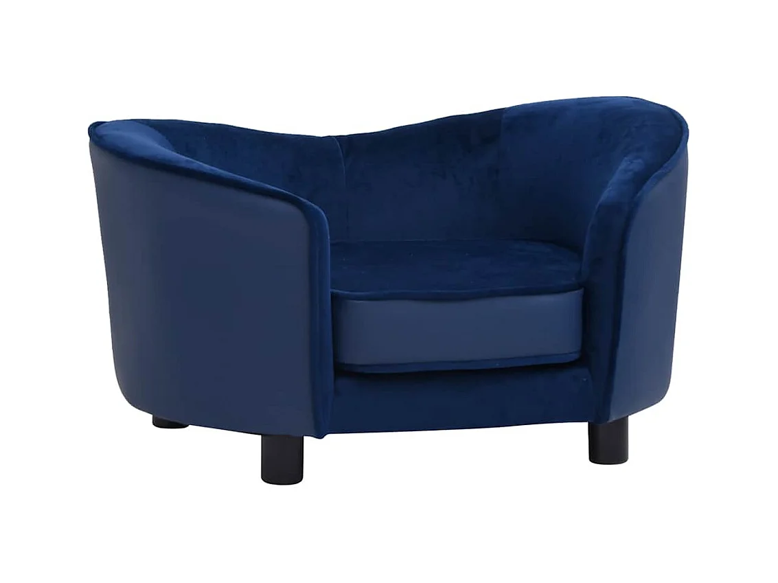 Canapé pour chien Bleu 69x49x40 cm Peluche et similicuir