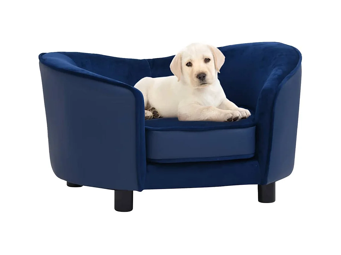 Hondenbank 69x49x40 cm pluche en kunstleer blauw