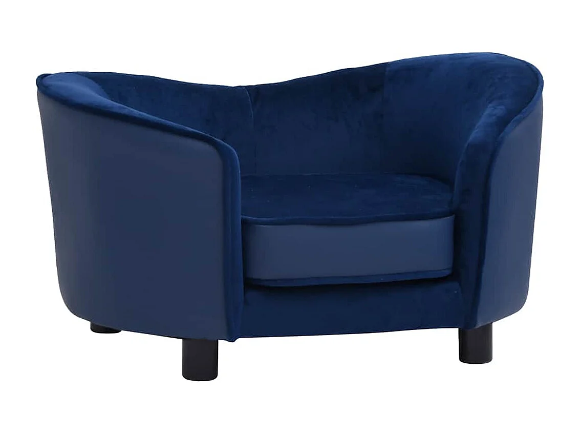 Hondenbank 69x49x40 cm pluche en kunstleer blauw