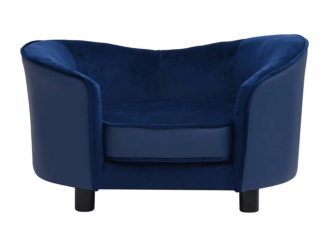 Hondenbank 69x49x40 cm pluche en kunstleer blauw