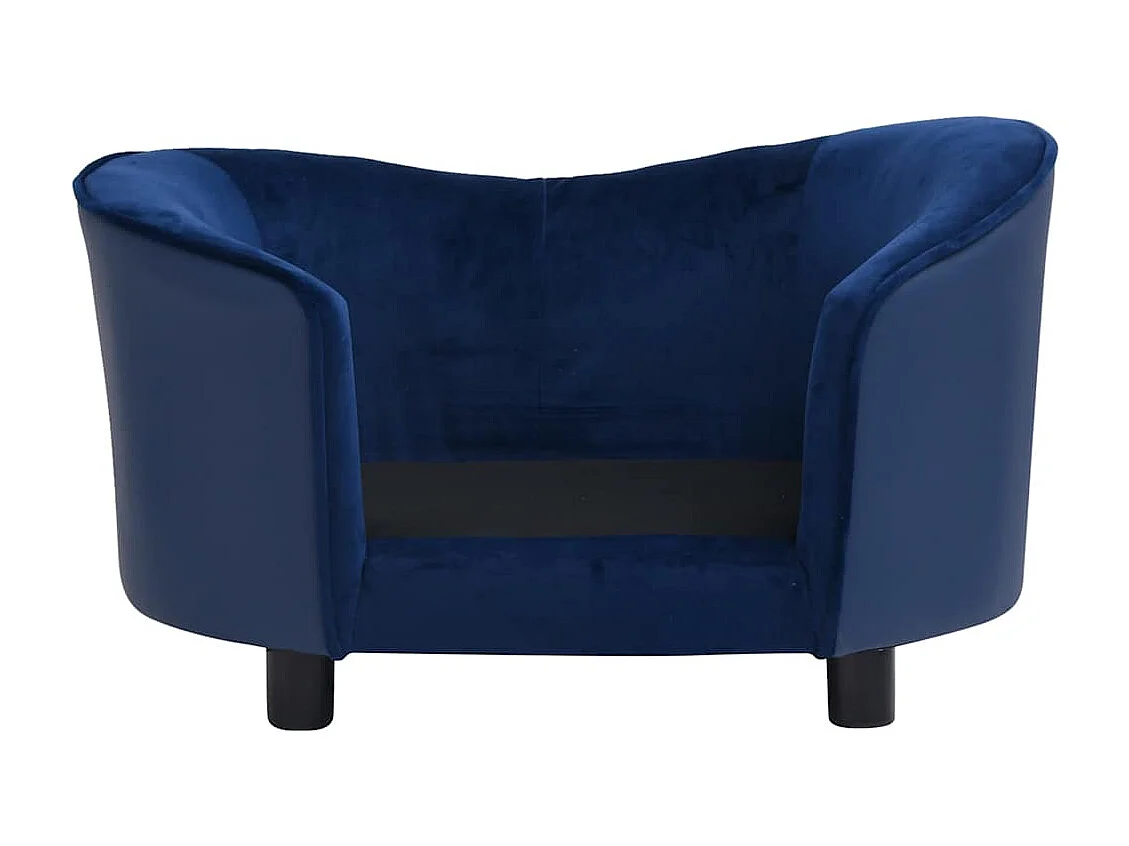 Hondenbank 69x49x40 cm pluche en kunstleer blauw