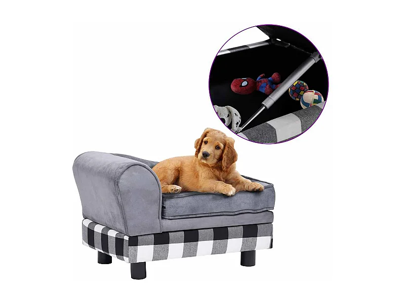 Sofá para cães 57x34x36 cm pelúcia cinzento