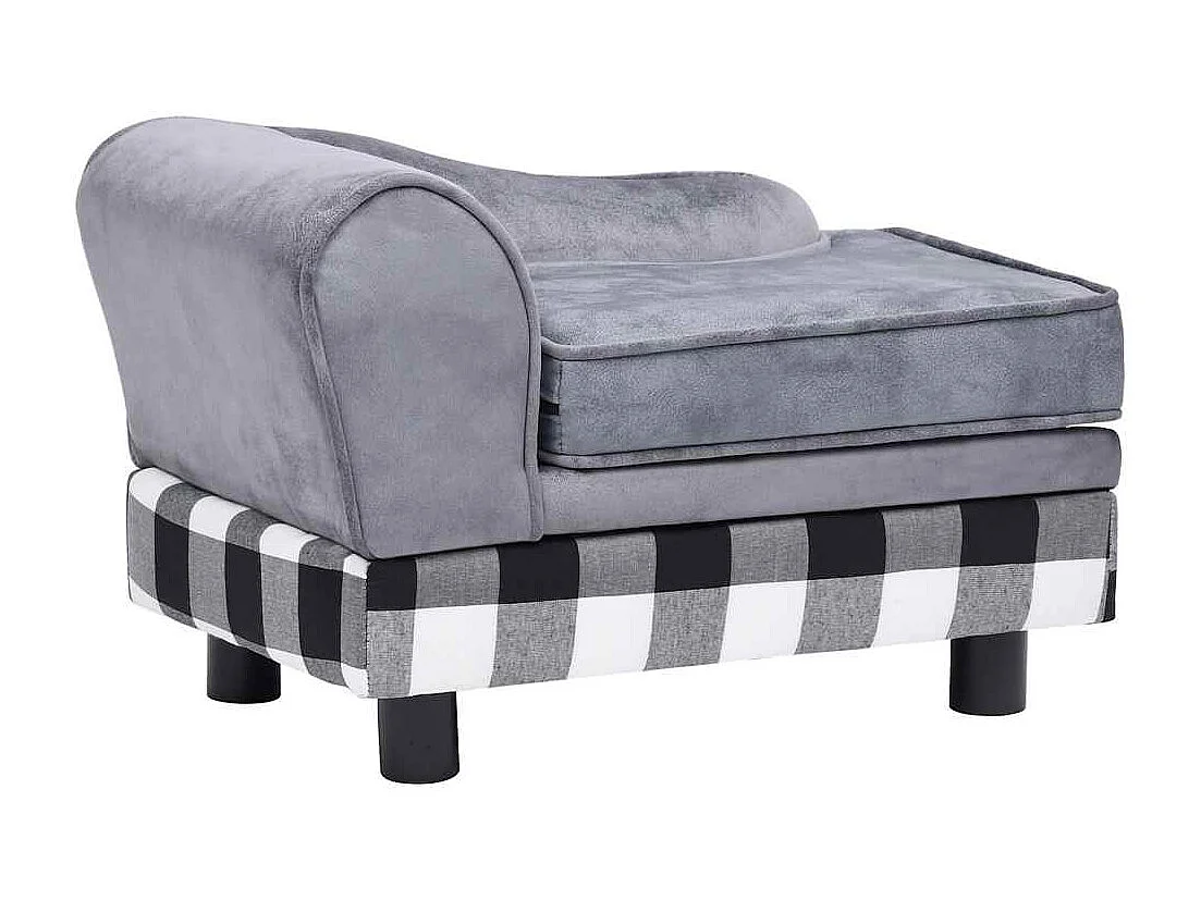 Sofá para cães 57x34x36 cm pelúcia cinzento