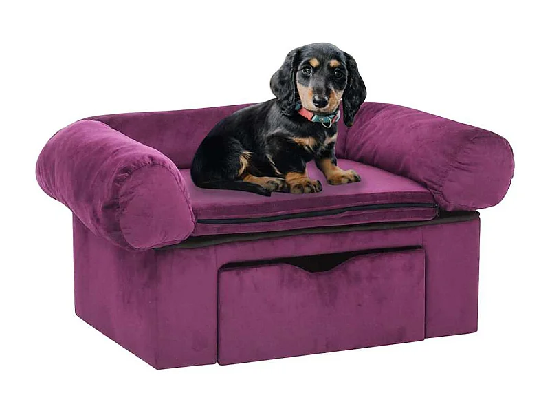 Canapé pour chien avec tiroir Bordeaux 75x50x38 cm Peluche