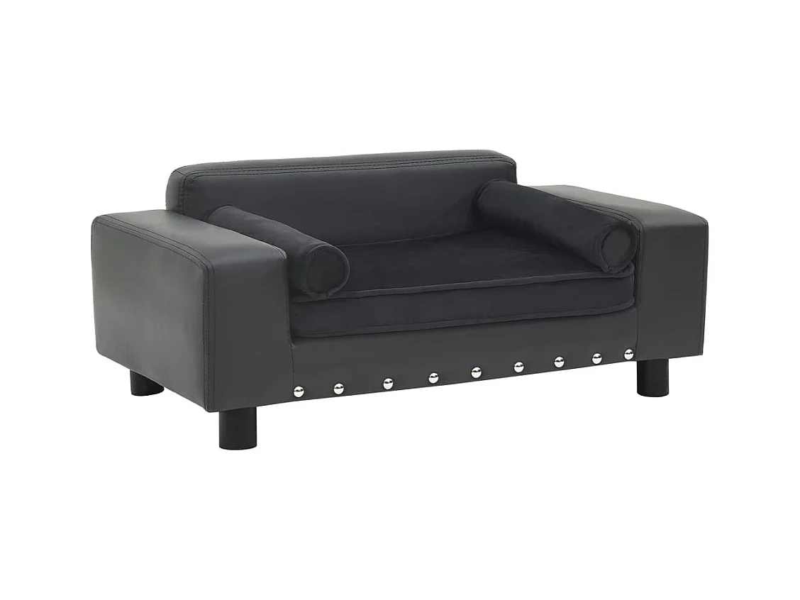Canapé pour chien Gris foncé 81x43x31 cm Peluche et similicuir