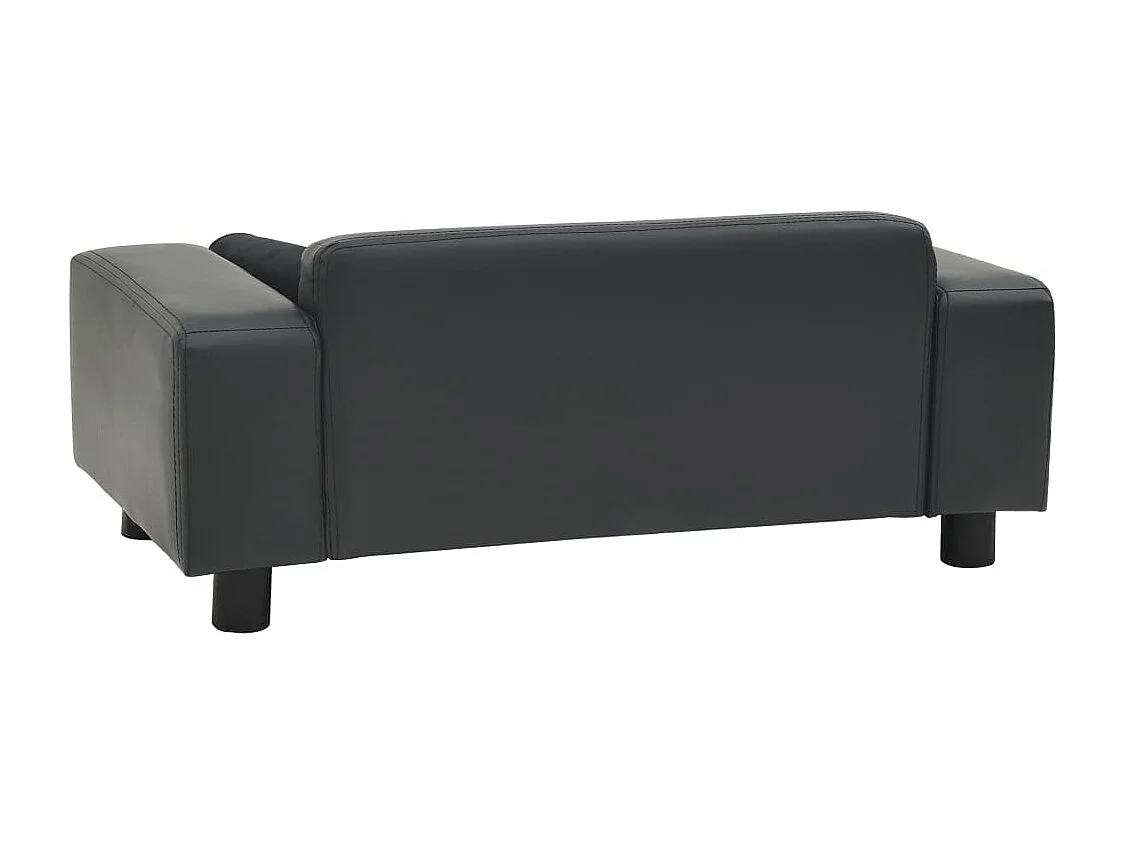Sofá para perros felpa y cuero sintético gris oscuro 81x43x31cm