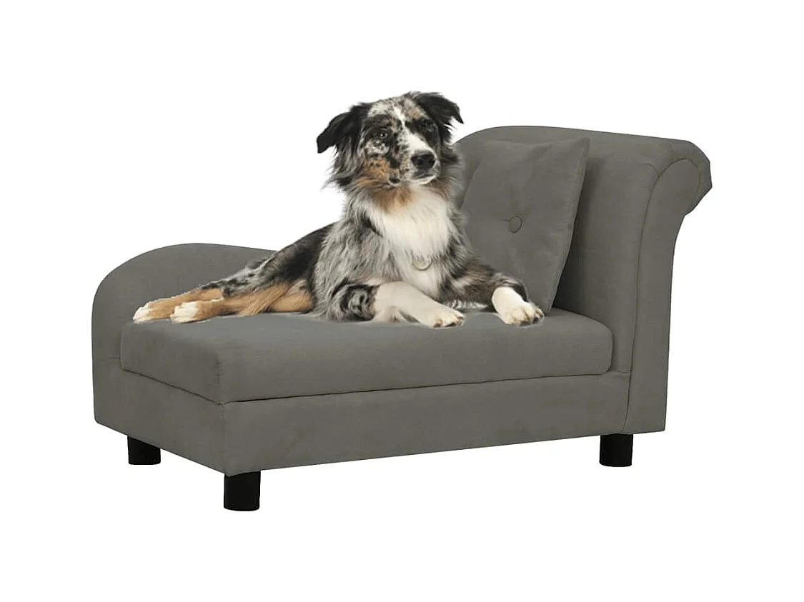 Hondenbank met kussen 83x44x44 cm pluche donkergrijs