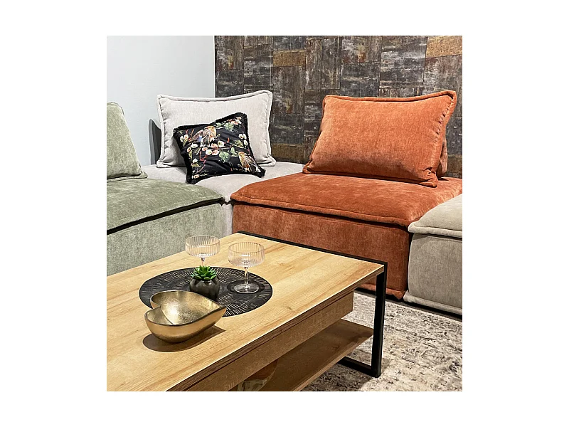 Chauffeuse tissu microfibre terracotta avec dossier amovible – LYS