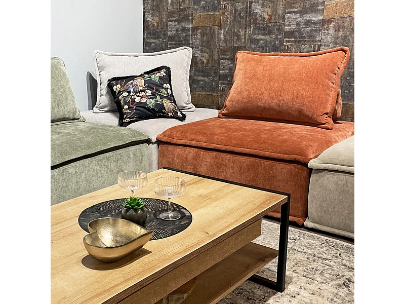 Chauffeuse tissu microfibre terracotta avec dossier amovible – LYS