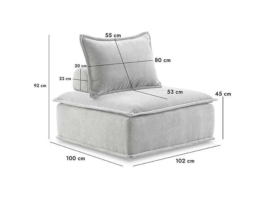 Chauffeuse tissu microfibre gris avec dossier amovible – LYS