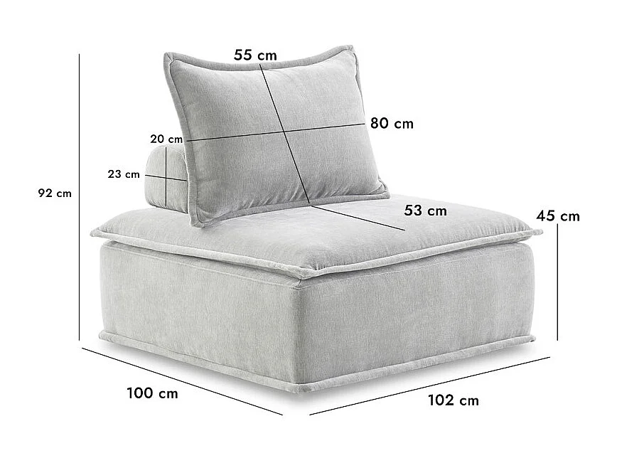 Chauffeuse tissu microfibre gris avec dossier amovible – LYS