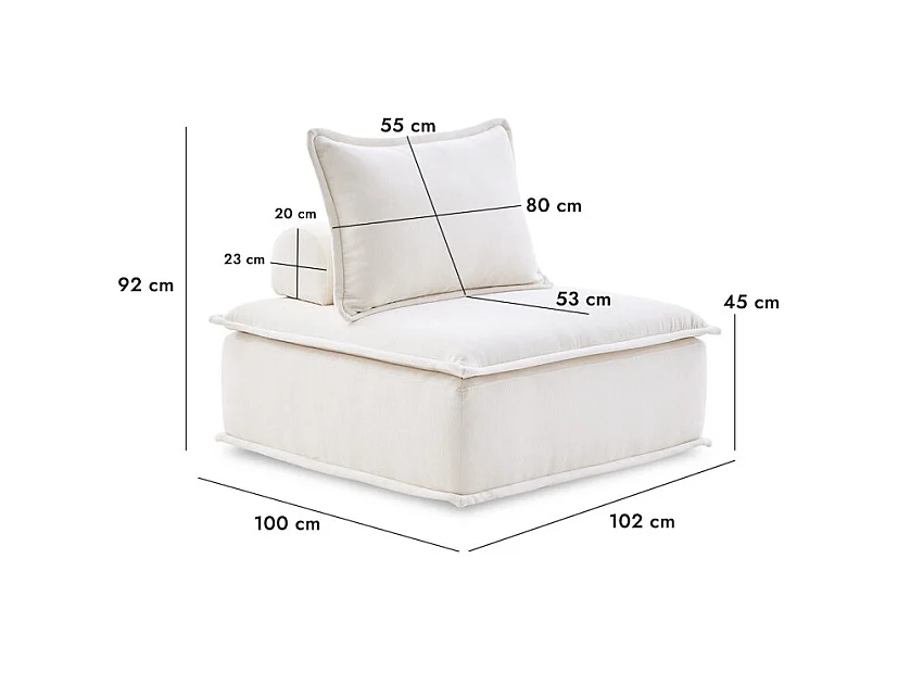 Chauffeuse tissu microfibre beige avec dossier amovible – LYS