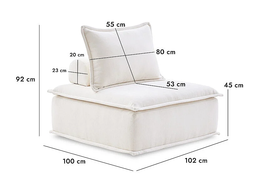 Chauffeuse tissu microfibre beige avec dossier amovible – LYS