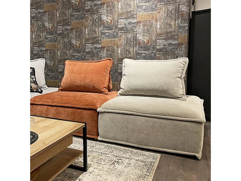 Chauffeuse tissu microfibre taupe avec dossier amovible – LYS