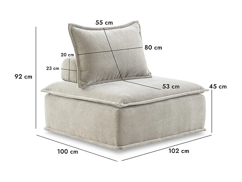 Chauffeuse tissu microfibre taupe avec dossier amovible – LYS