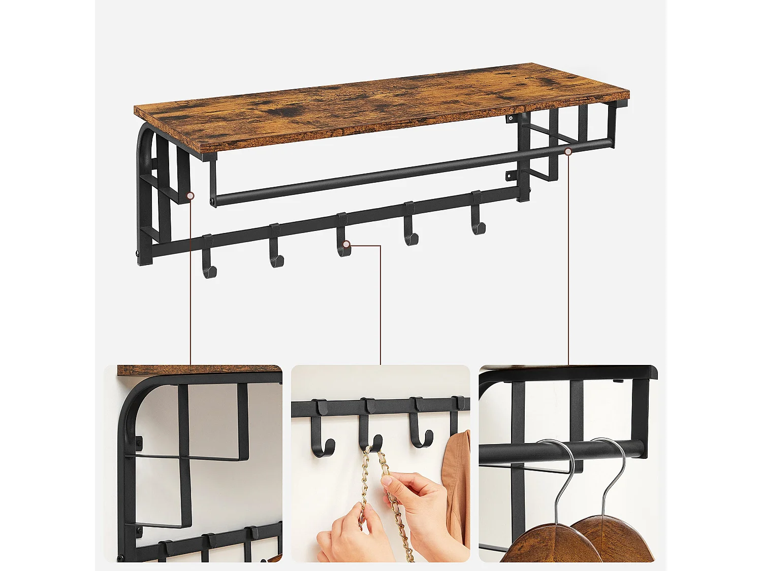 Wandgarderobe mit  abnehmbaren Haken