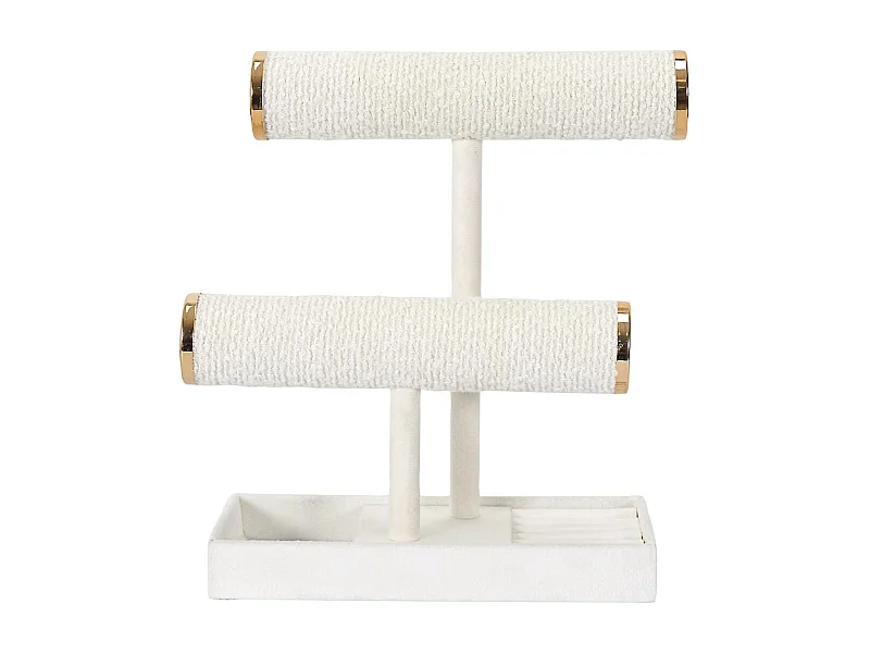 Porte-bijoux double en bouclette ivoire avec finitions dorées