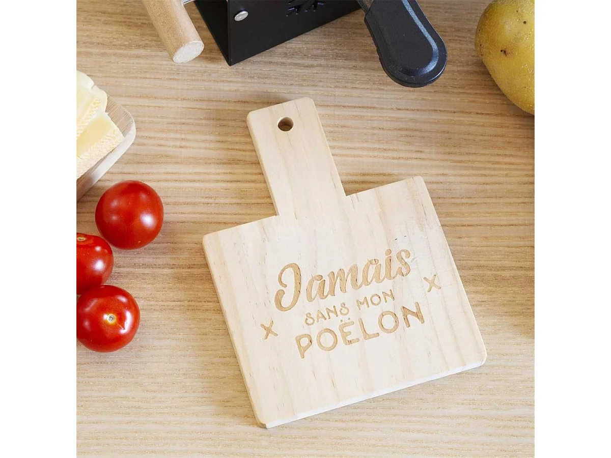 Pack de 4 repose-poelons à raclette en bois gravés