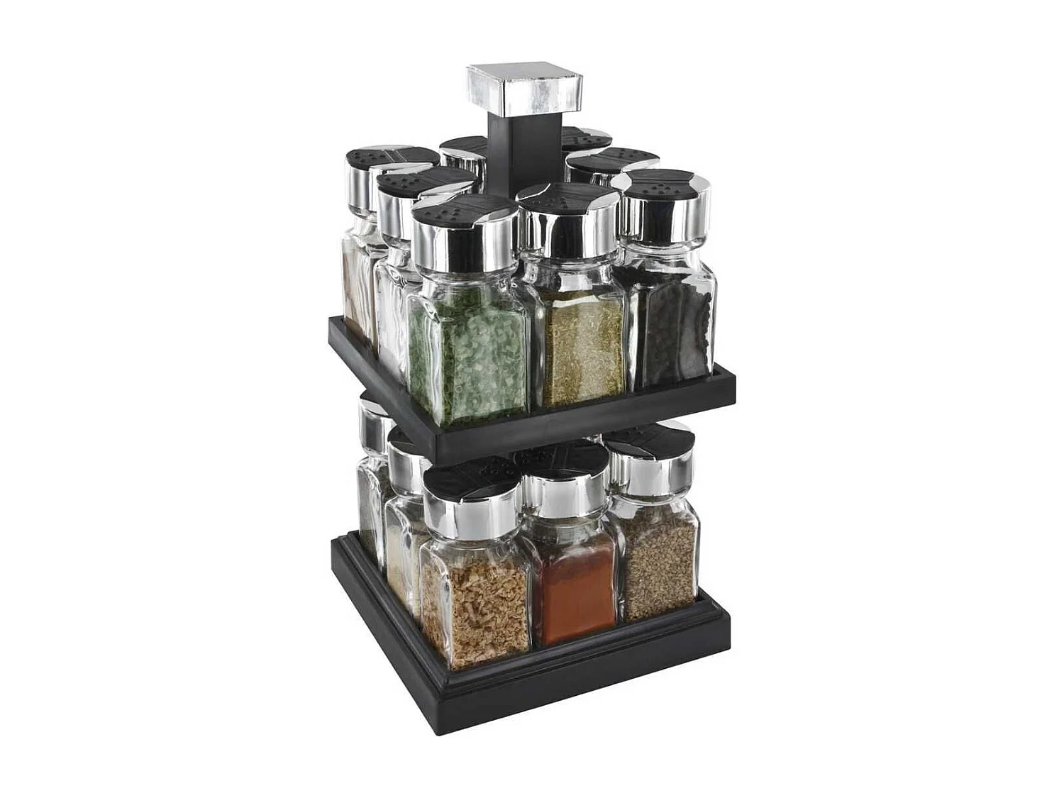 Carrousel tournant à épices avec 16 pots en verre