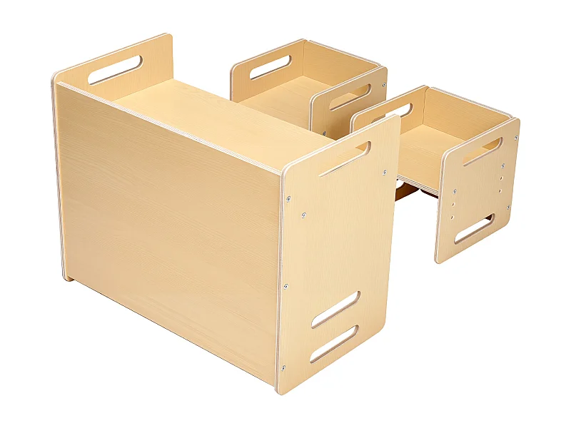 Montessori-Entwöhnungstisch und -Stühle Set SucceBuy, Holztisch für Kleinkinder mit 2 Stühlen