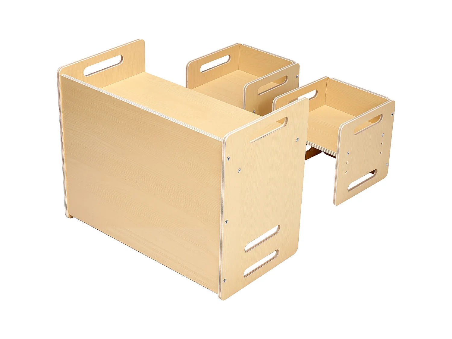 Montessori-Entwöhnungstisch und -Stühle Set SucceBuy, Holztisch für Kleinkinder mit 2 Stühlen