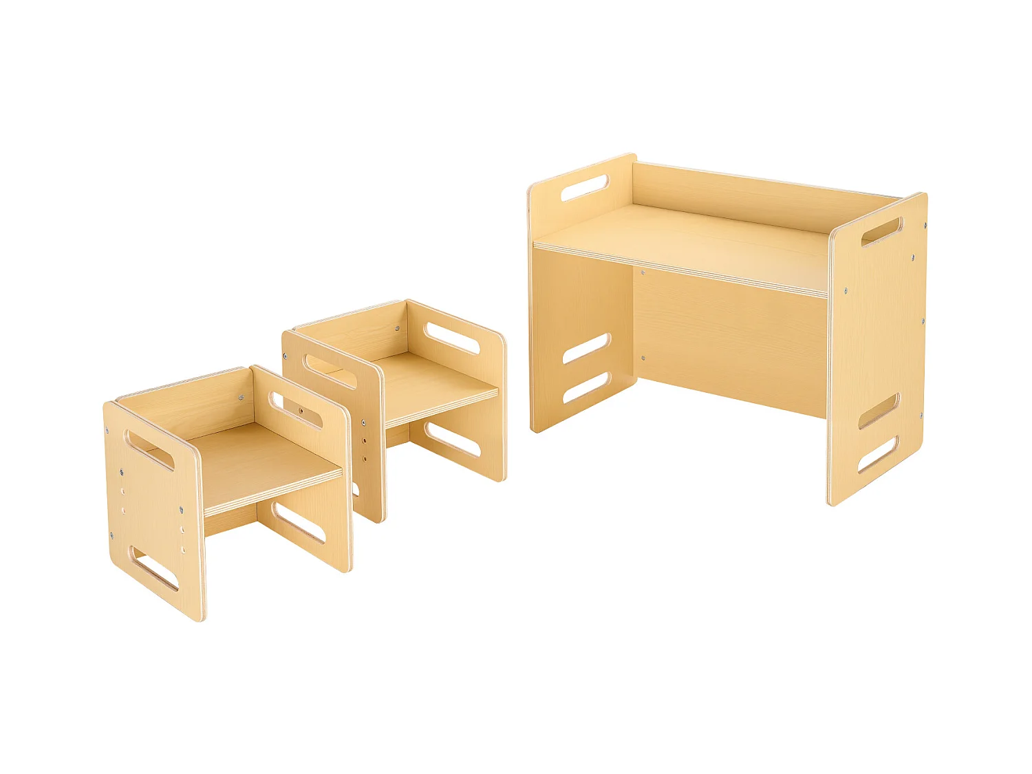 Montessori-Entwöhnungstisch und -Stühle Set SucceBuy, Holztisch für Kleinkinder mit 2 Stühlen