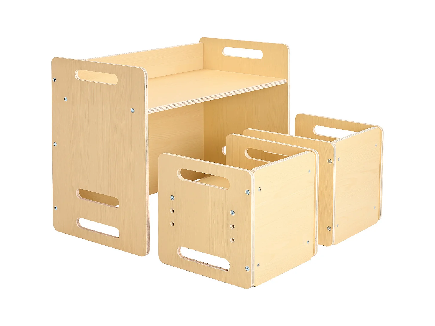 Montessori-Entwöhnungstisch und -Stühle Set SucceBuy, Holztisch für Kleinkinder mit 2 Stühlen