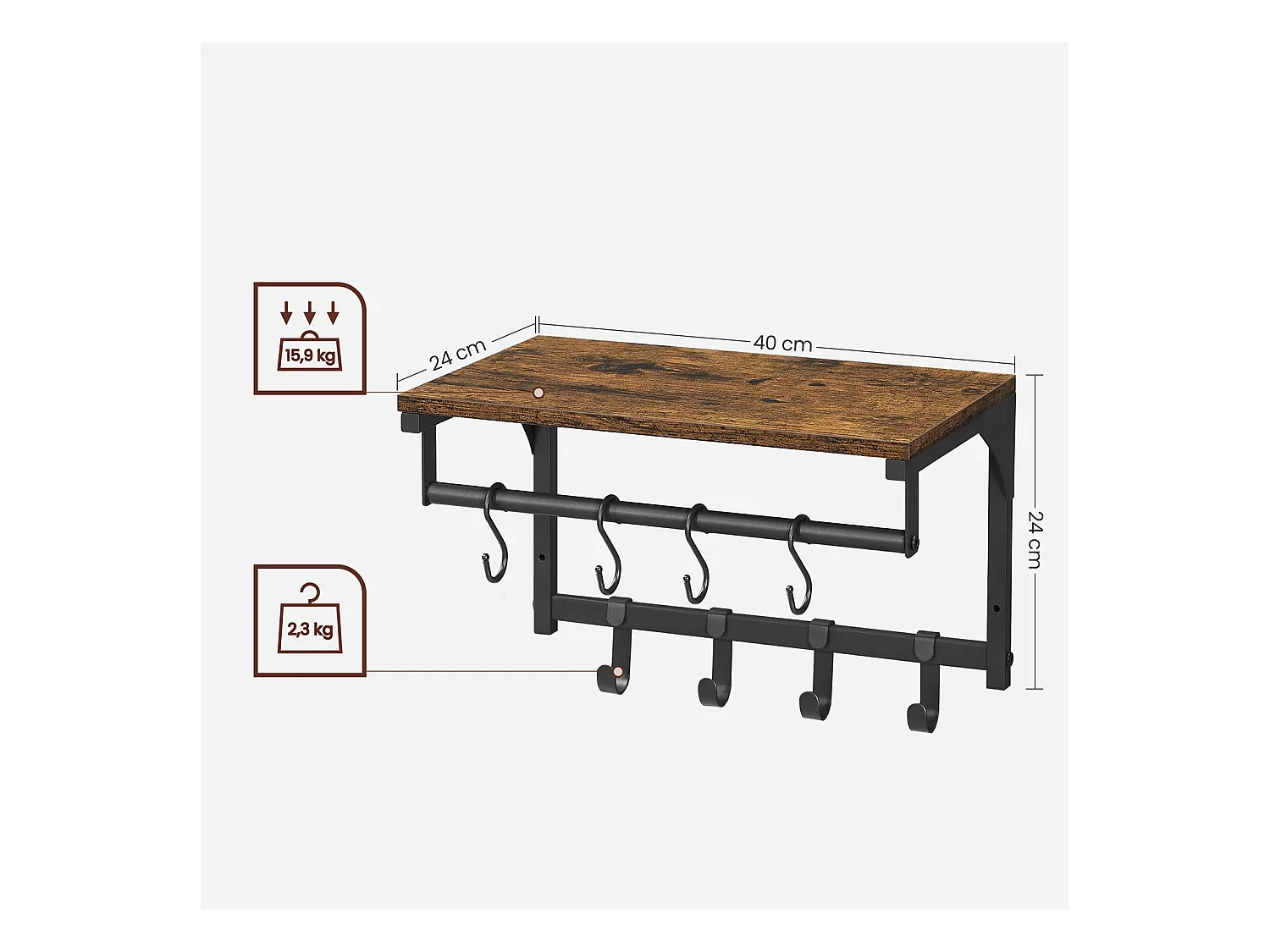 Wandgarderobe mit Haken Farāh